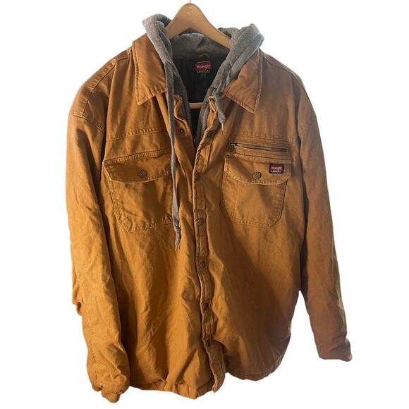Wrangler Workwear Duck Canvas Hooded Quilted Chore Barn Coat, western Jacket, XL - Picture 5 of 11